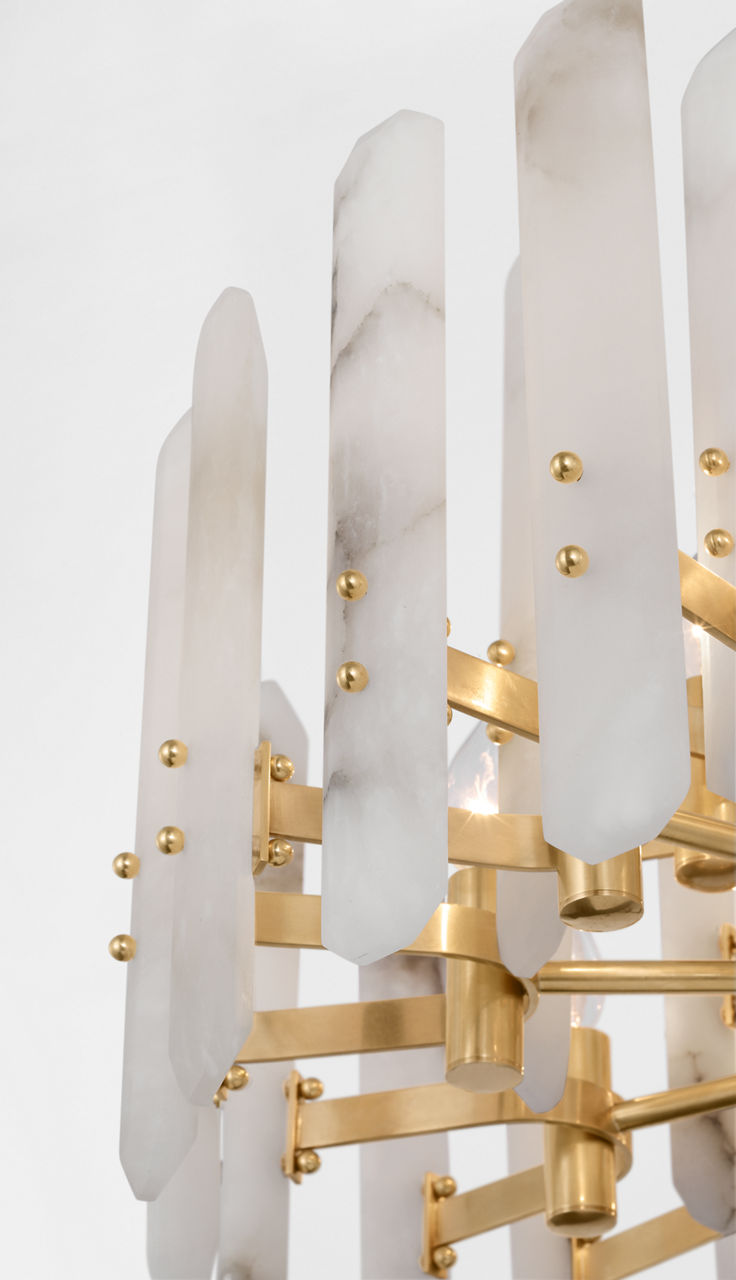 Bonnington Large Chandelier | Hand-Rubbed Antique Brass | Alabaster