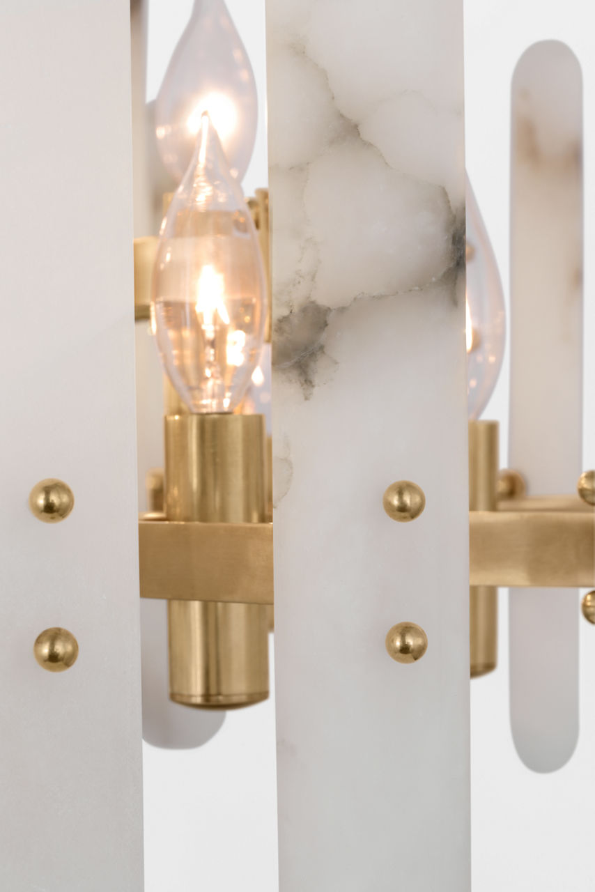 Bonnington Large Chandelier | Hand-Rubbed Antique Brass | Alabaster