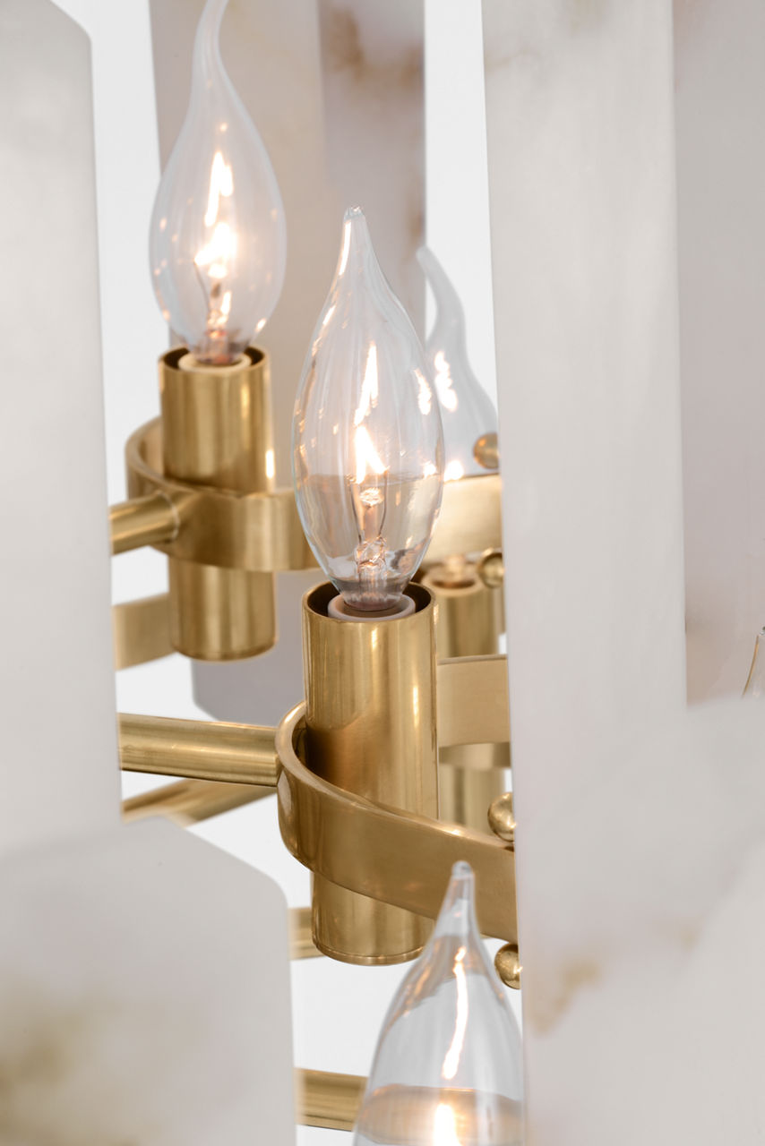 Bonnington Large Chandelier | Hand-Rubbed Antique Brass | Alabaster