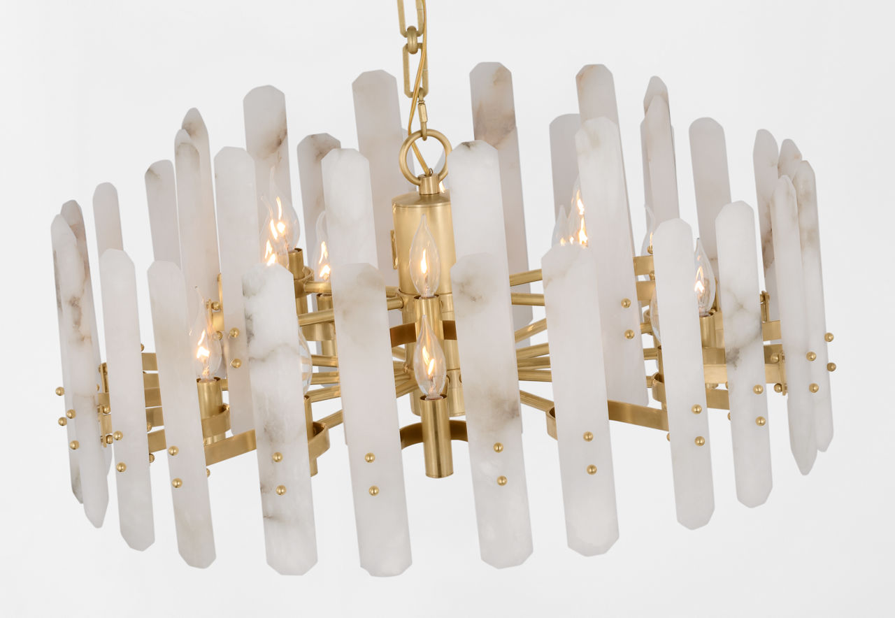 Bonnington Large Chandelier | Hand-Rubbed Antique Brass | Alabaster