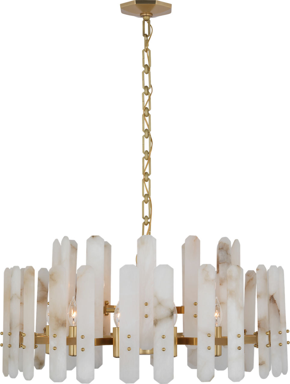 Bonnington Large Chandelier | Hand-Rubbed Antique Brass | Alabaster