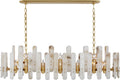 Bonnington Large Linear Chandelier | Hand-Rubbed Antique Brass | Alabaster