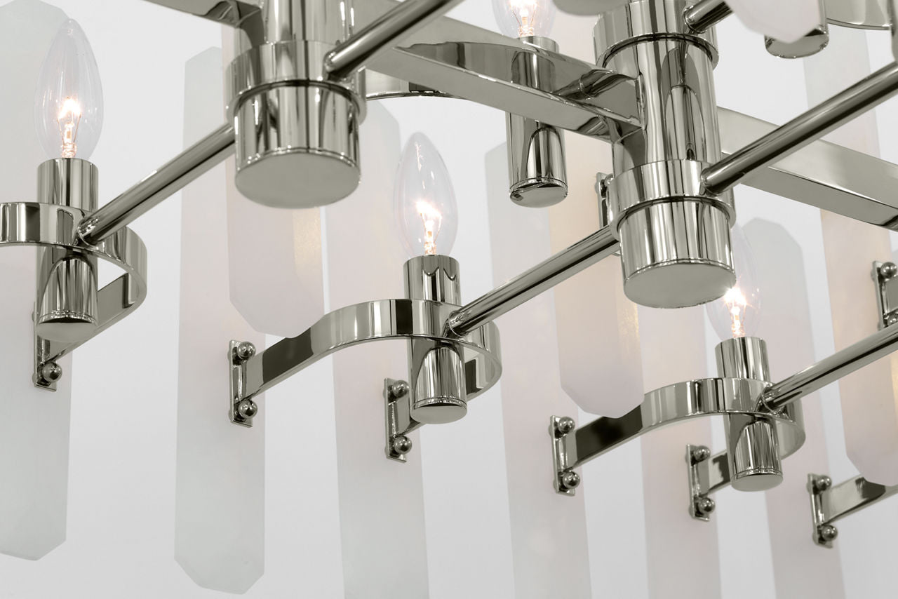 Bonnington Large Linear Chandelier | Polished Nickel | Alabaster