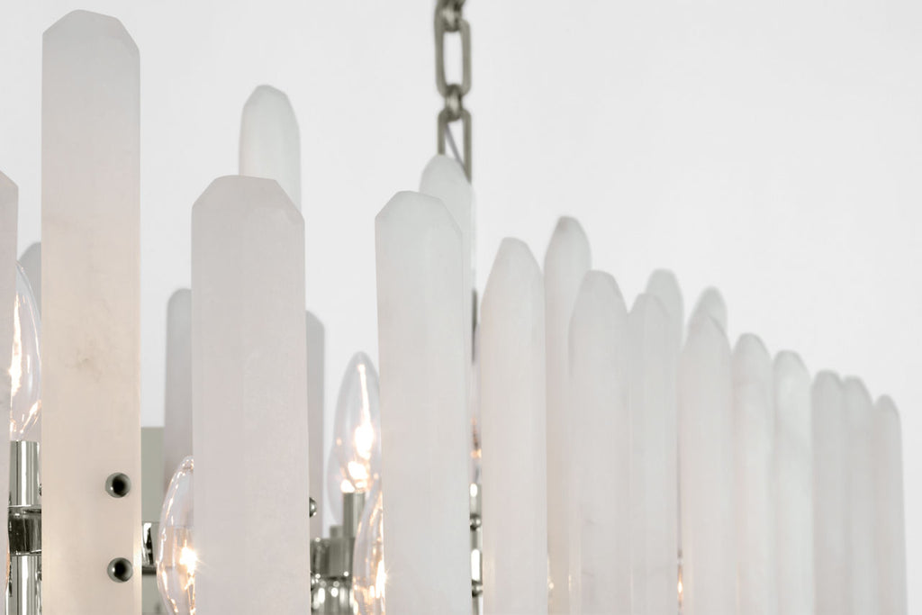 Bonnington Large Linear Chandelier | Polished Nickel | Alabaster