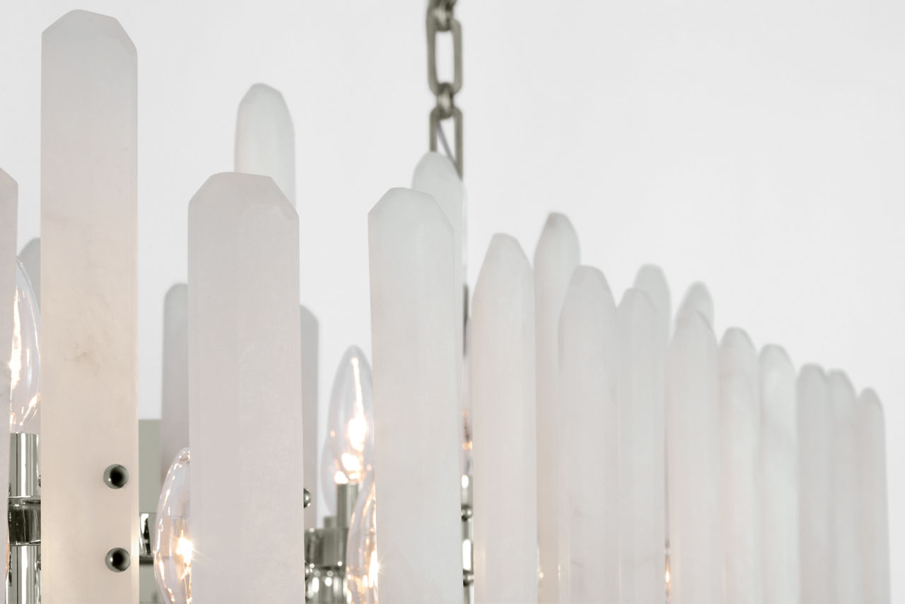 Bonnington Large Linear Chandelier | Polished Nickel | Alabaster