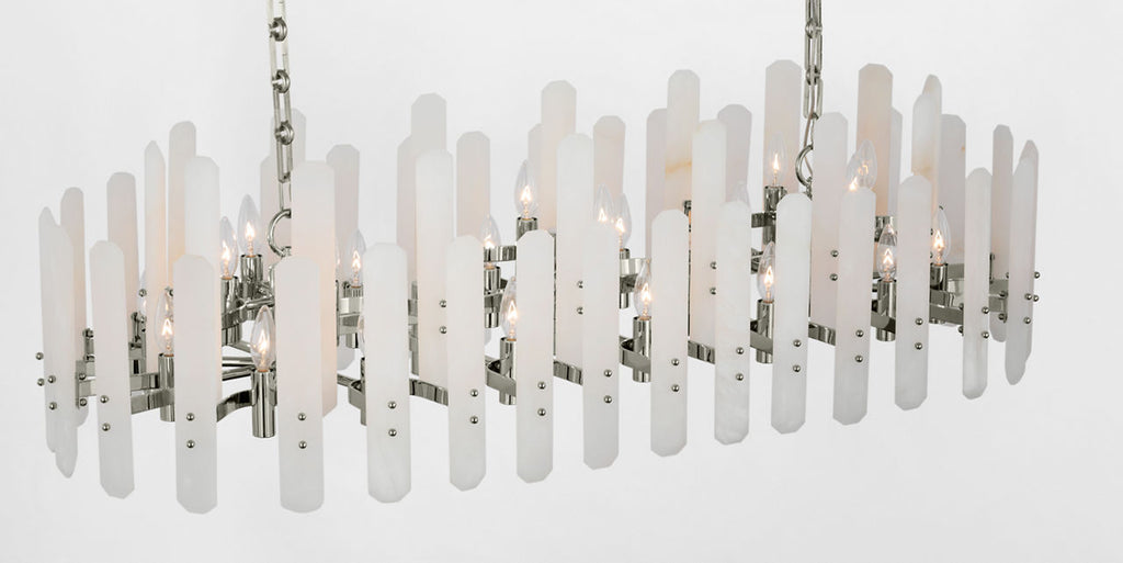 Bonnington Large Linear Chandelier | Polished Nickel | Alabaster
