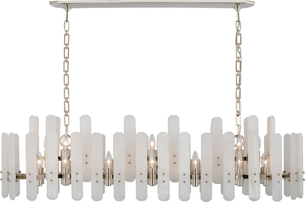 Bonnington Large Linear Chandelier | Polished Nickel | Alabaster