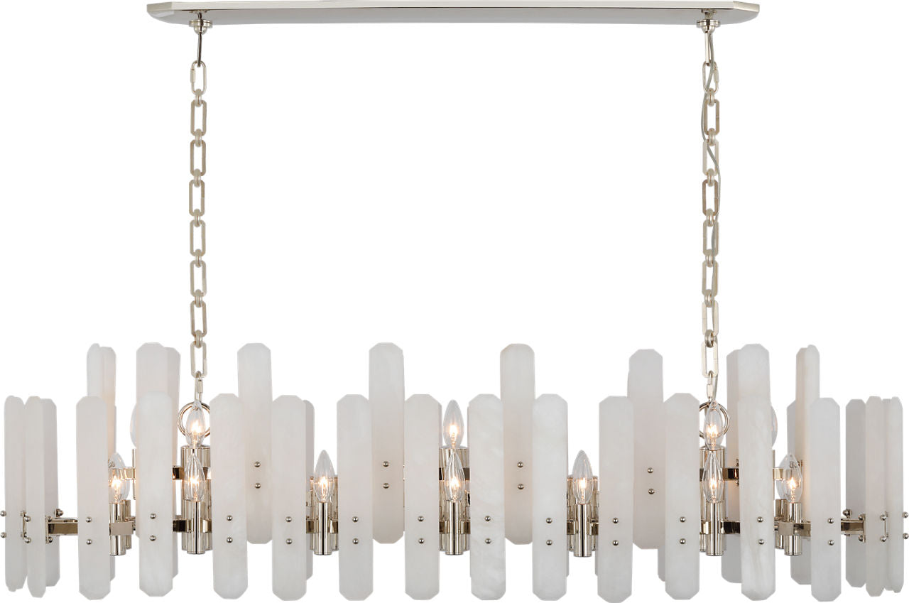 Bonnington Large Linear Chandelier | Polished Nickel | Alabaster