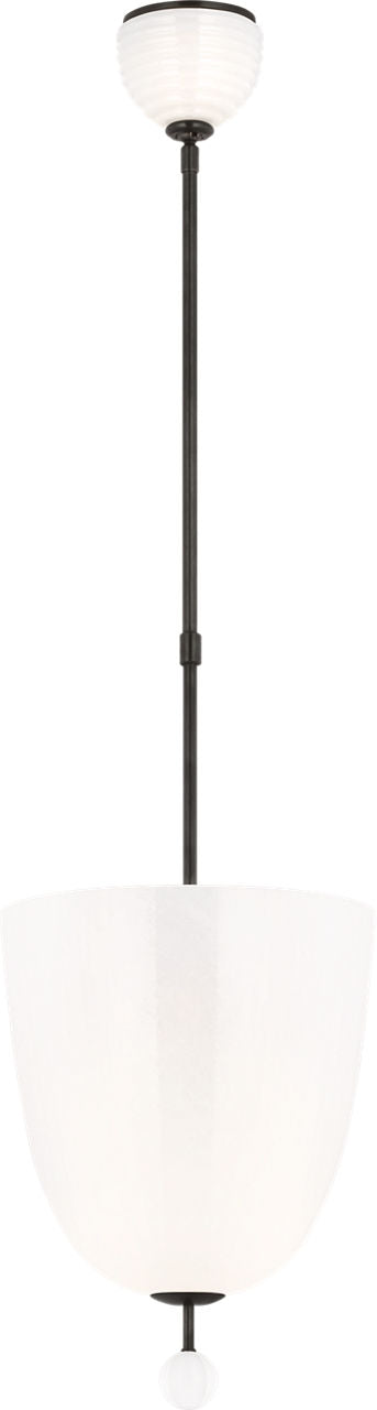 Brisa 13" Uplight Pendant | Bronze | White Strie Glass
