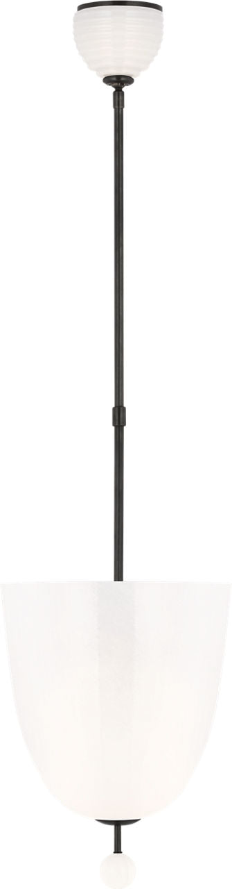 Brisa 13" Uplight Pendant | Bronze | White Strie Glass