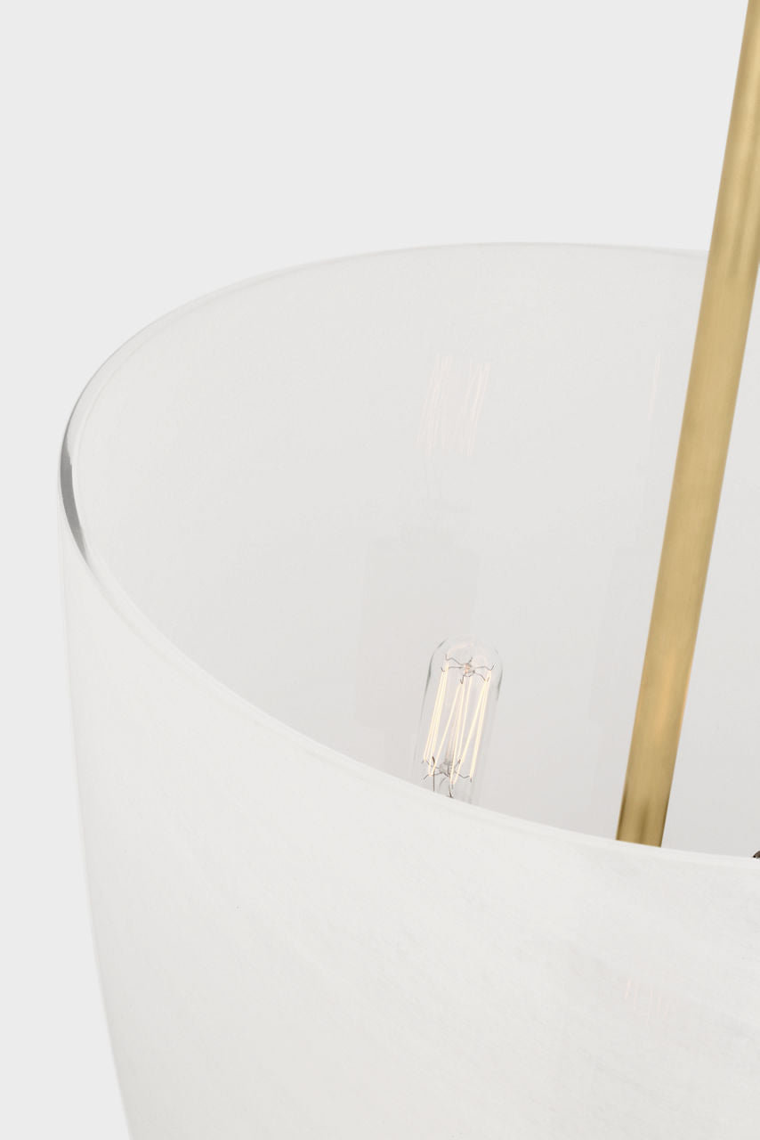 Brisa 13" Uplight Pendant | Hand-Rubbed Antique Brass | White Strie Glass