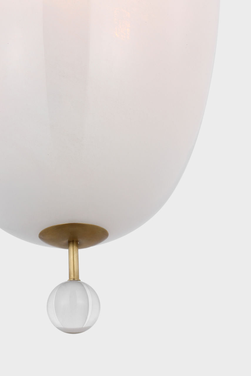 Brisa 13" Uplight Pendant | Hand-Rubbed Antique Brass | White Strie Glass
