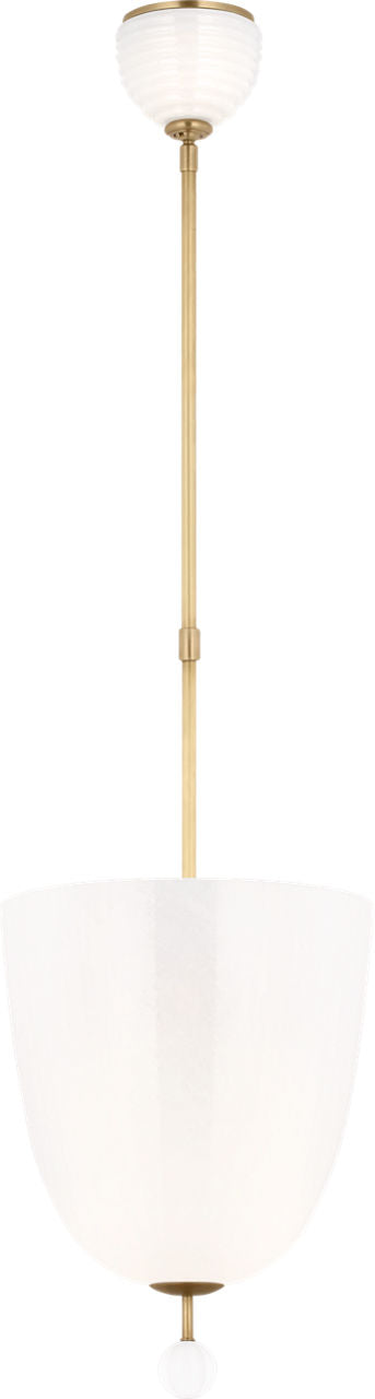 Brisa 13" Uplight Pendant | Hand-Rubbed Antique Brass | White Strie Glass