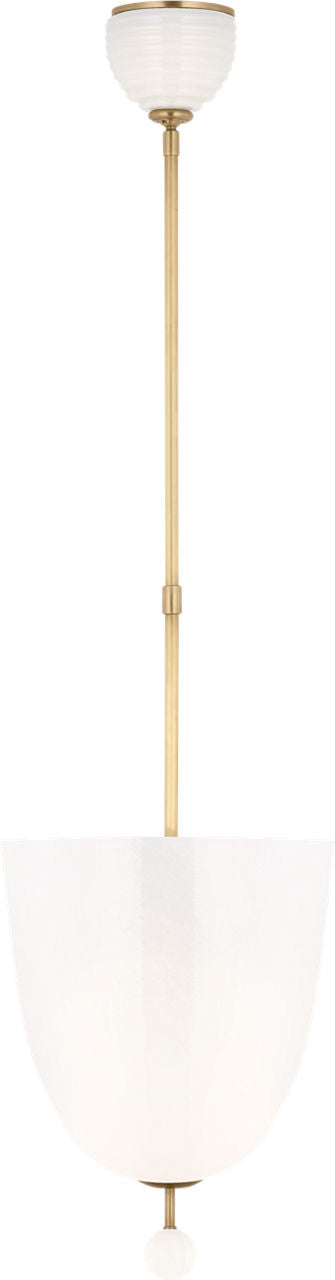 Brisa 13" Uplight Pendant | Hand-Rubbed Antique Brass | White Strie Glass