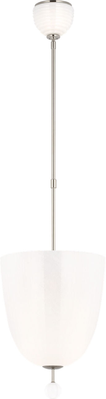 Brisa 13" Uplight Pendant | Polished Nickel | White Strie Glass