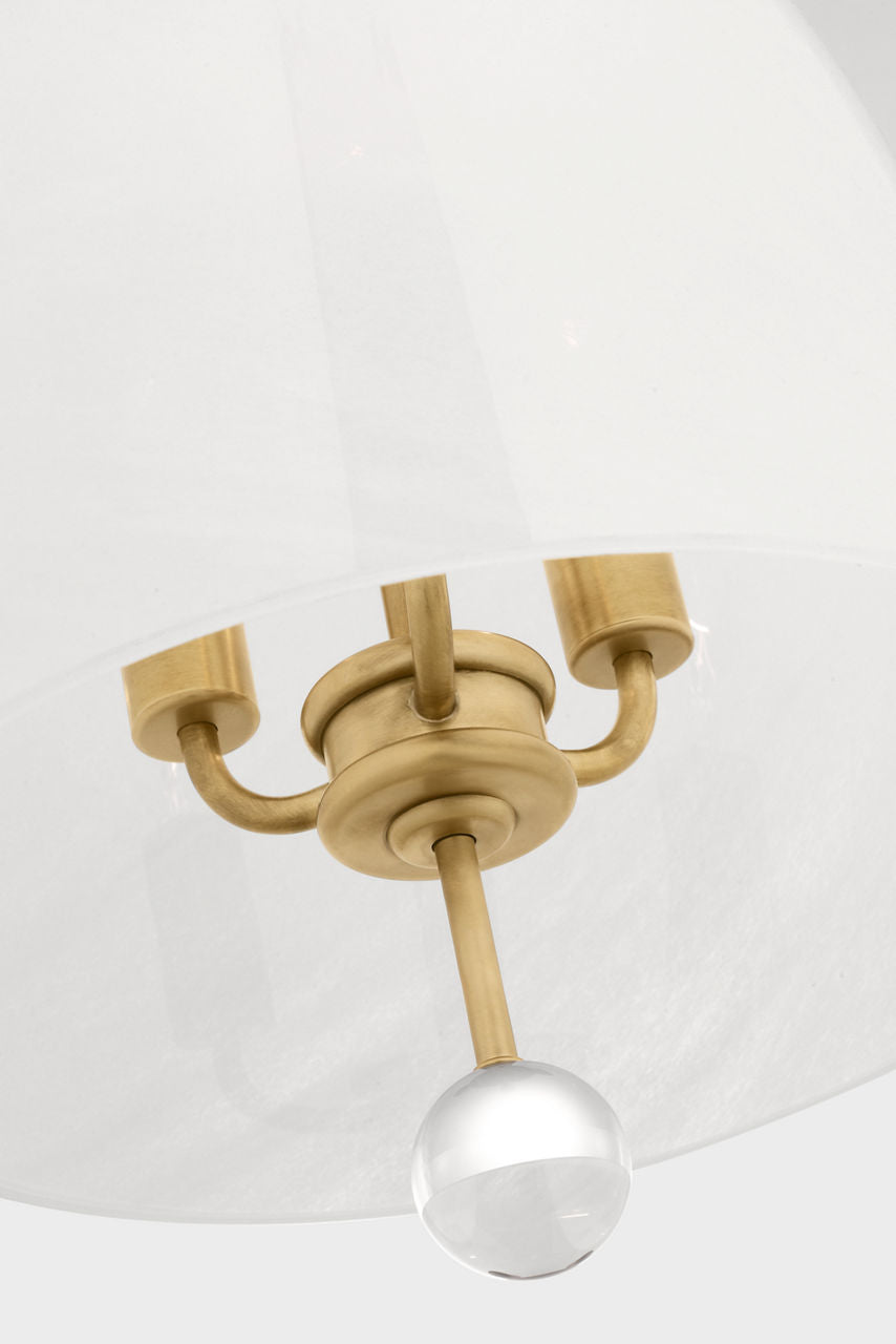 Brisa 13" Pendant | Hand-Rubbed Antique Brass | White Strie Glass
