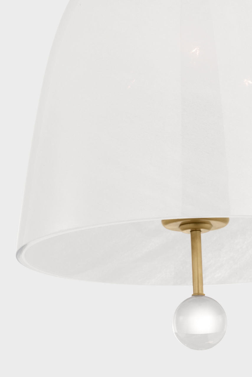 Brisa 13" Pendant | Hand-Rubbed Antique Brass | White Strie Glass