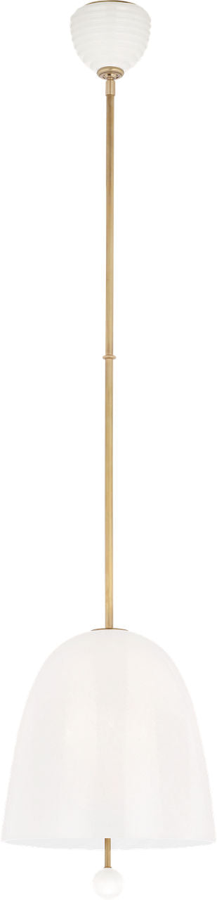 Brisa 13" Pendant | Hand-Rubbed Antique Brass | White Strie Glass