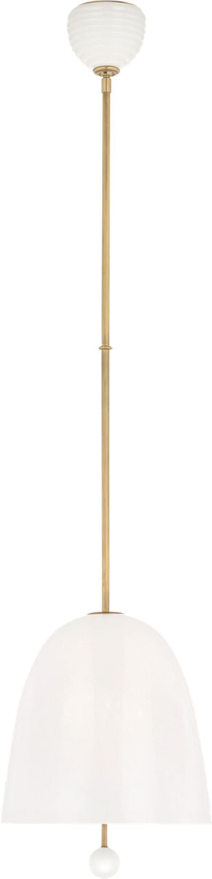 Brisa 13" Pendant | Hand-Rubbed Antique Brass | White Strie Glass