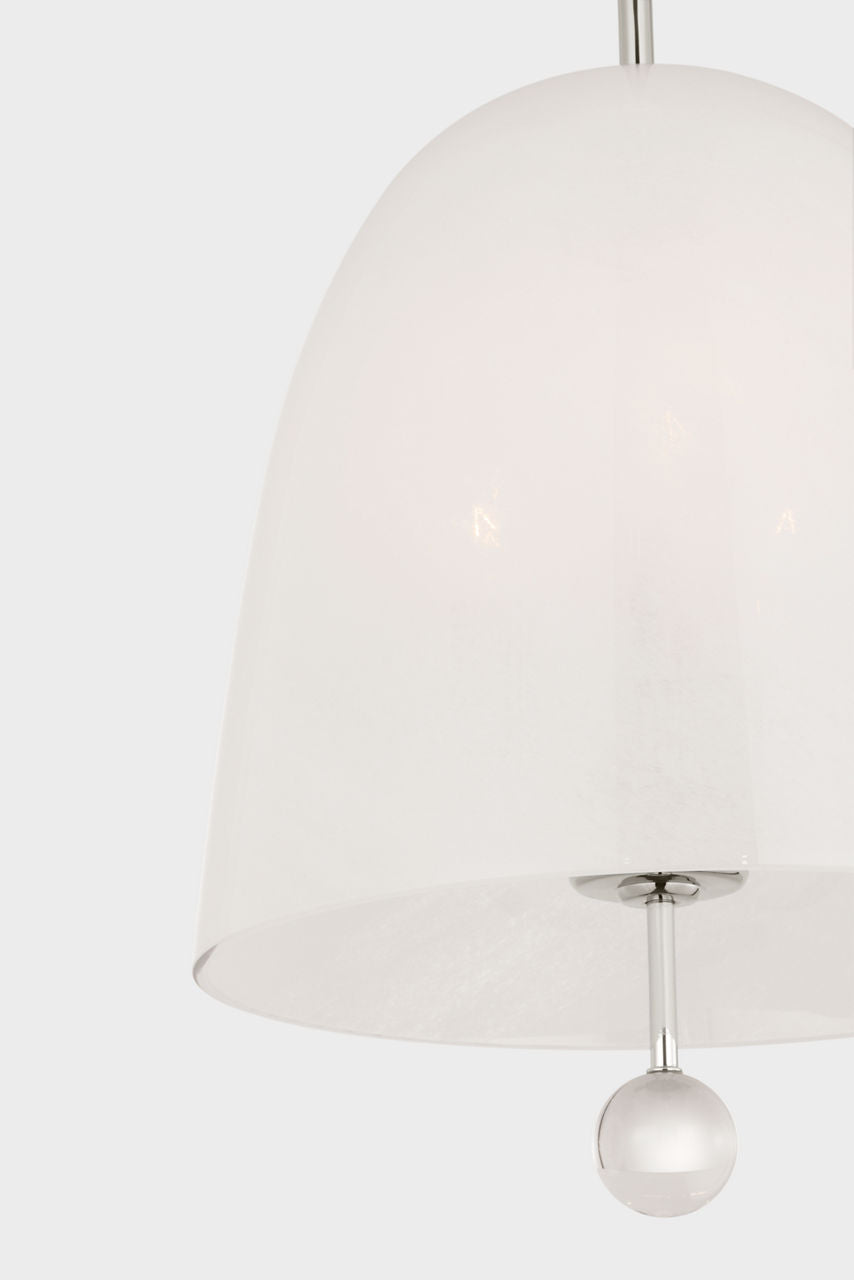 Brisa 13" Pendant | Polished Nickel | White Strie Glass