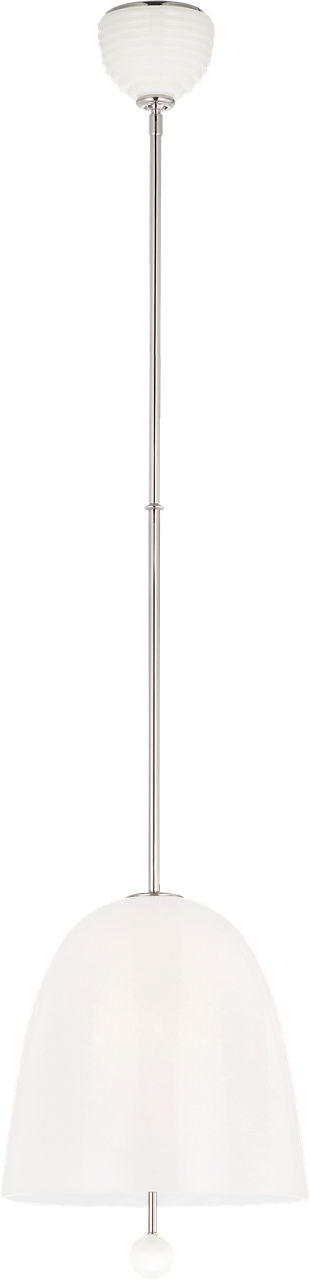 Brisa 13" Pendant | Polished Nickel | White Strie Glass