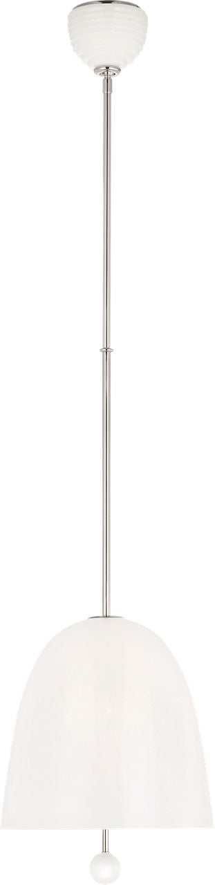 Brisa 13" Pendant | Polished Nickel | White Strie Glass