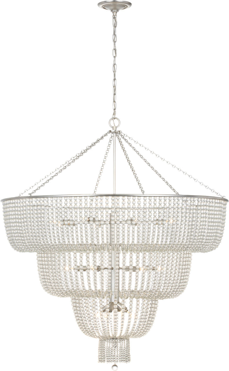 Jacqueline 46" Basket Chandelier | Burnished Silver Leaf | Clear Glass