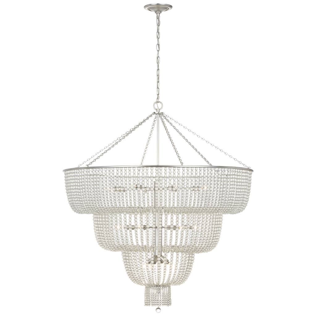 Jacqueline 46" Basket Chandelier | Burnished Silver Leaf | Clear Glass