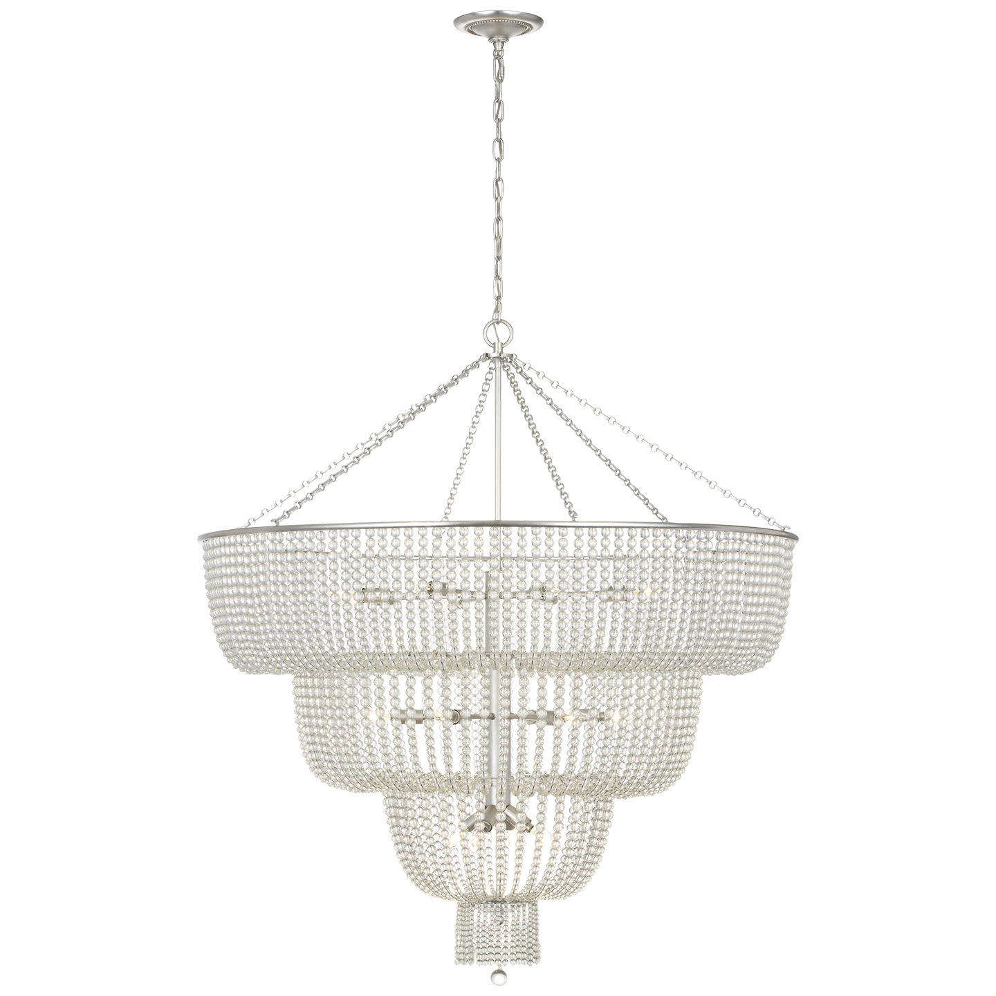 Jacqueline 46" Basket Chandelier | Burnished Silver Leaf | Clear Glass