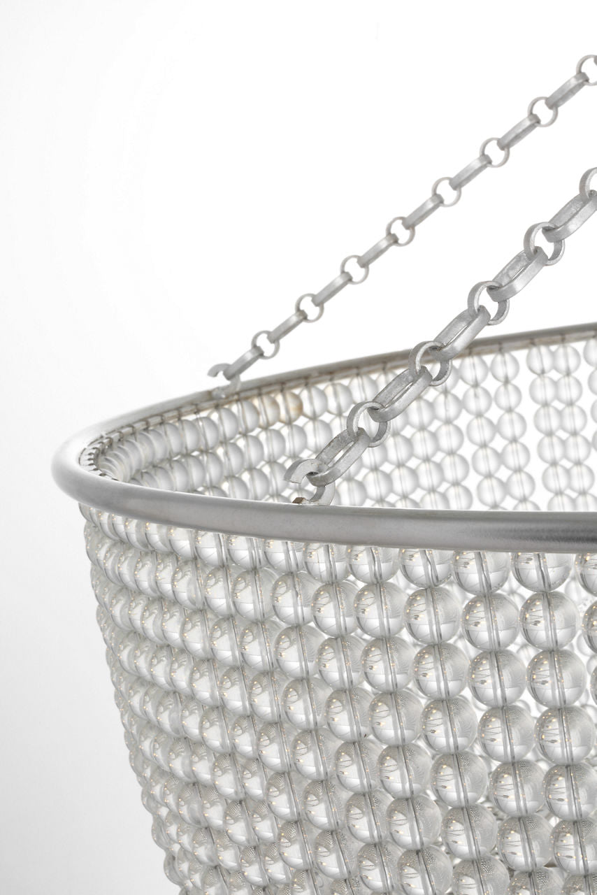 Jacqueline 46" Basket Chandelier | Burnished Silver Leaf | Clear Glass