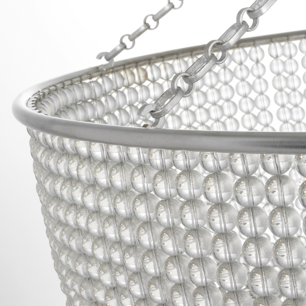 Jacqueline 46" Basket Chandelier | Burnished Silver Leaf | Clear Glass