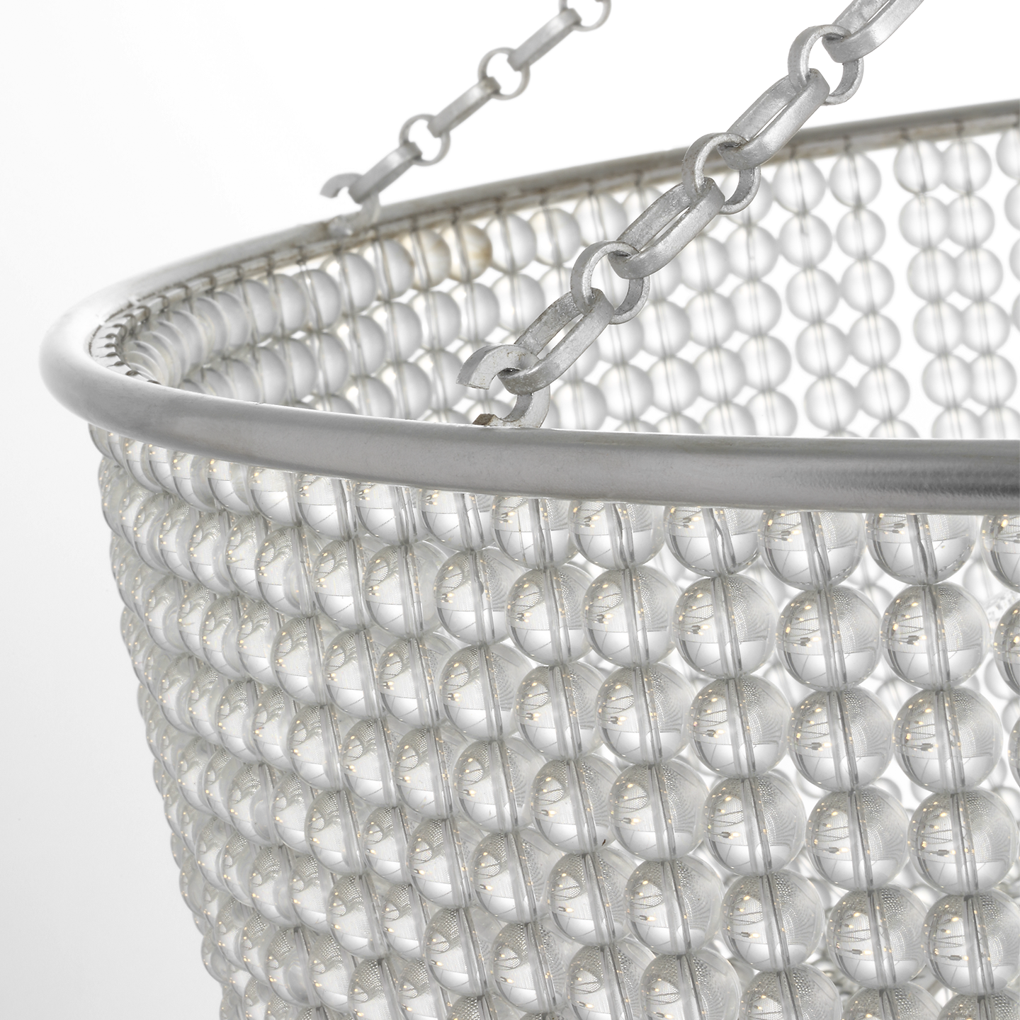 Jacqueline 46" Basket Chandelier | Burnished Silver Leaf | Clear Glass
