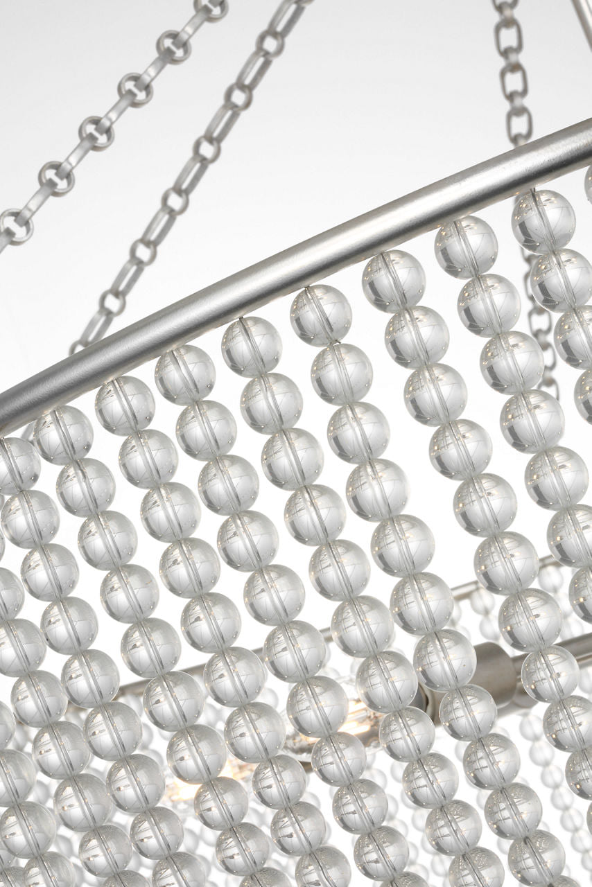 Jacqueline 46" Basket Chandelier | Burnished Silver Leaf | Clear Glass