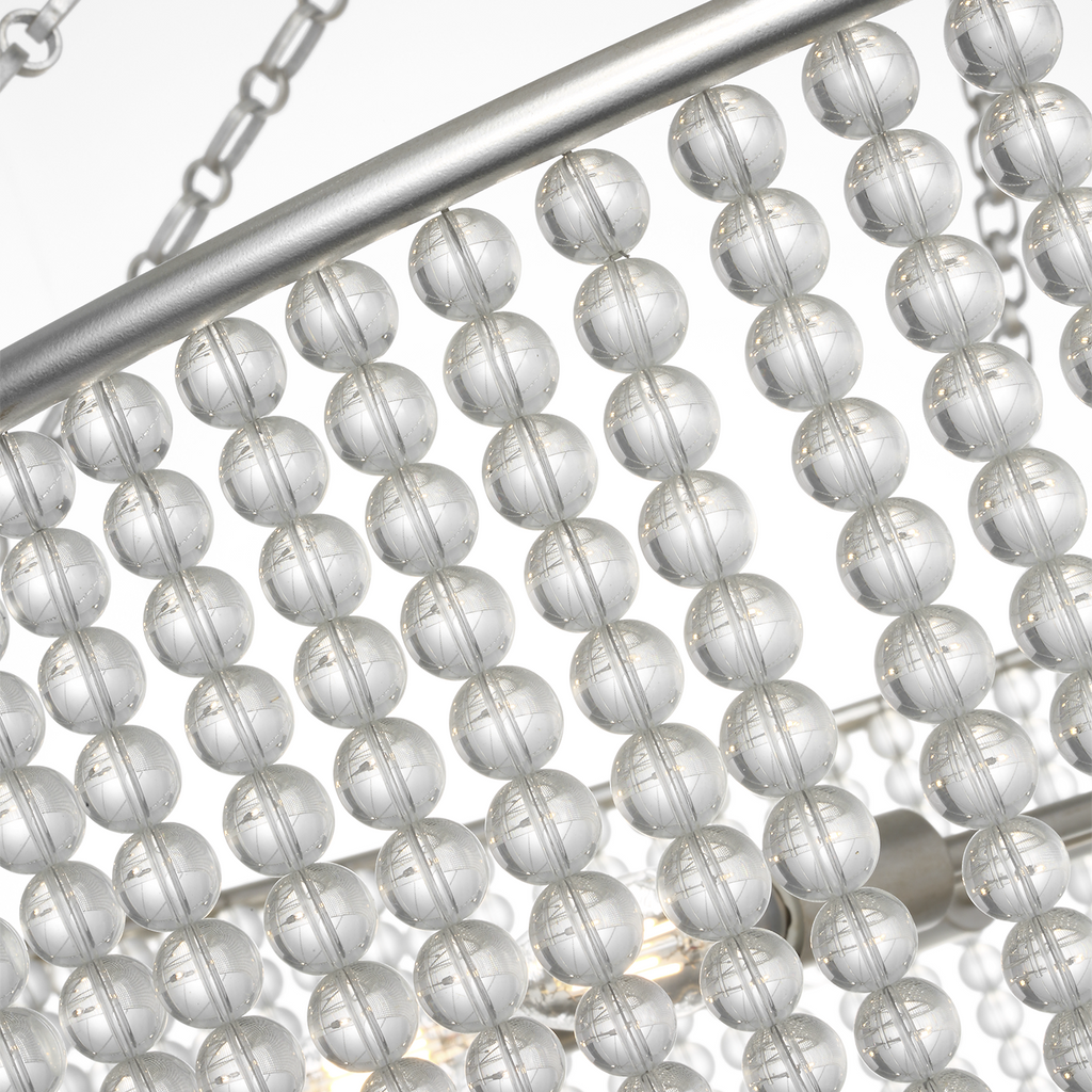 Jacqueline 46" Basket Chandelier | Burnished Silver Leaf | Clear Glass