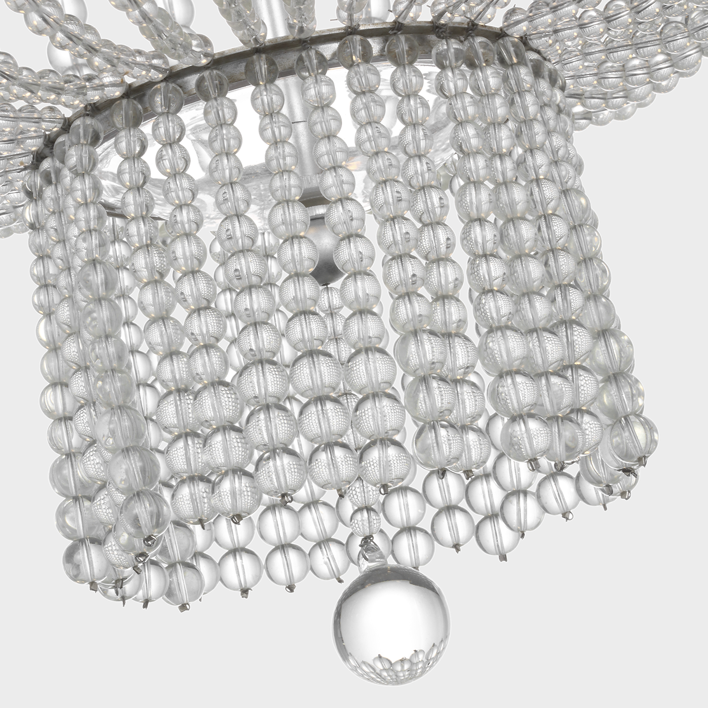 Jacqueline 46" Basket Chandelier | Burnished Silver Leaf | Clear Glass