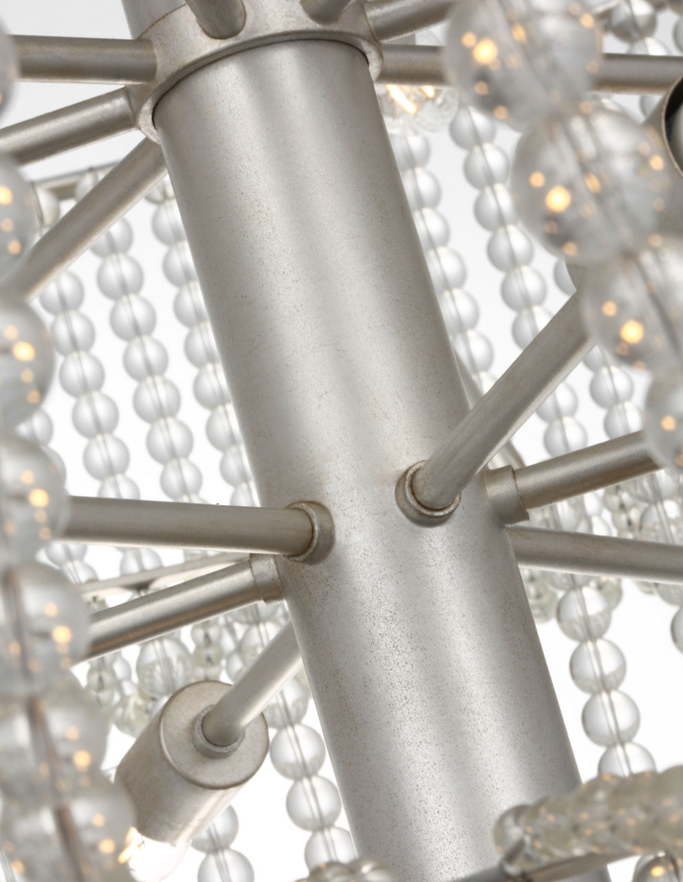Jacqueline 46" Basket Chandelier | Burnished Silver Leaf | Clear Glass