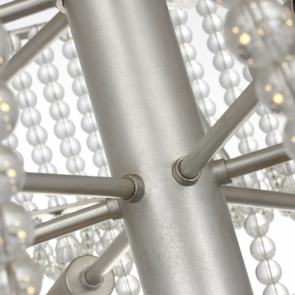 Jacqueline 46" Basket Chandelier | Burnished Silver Leaf | Clear Glass