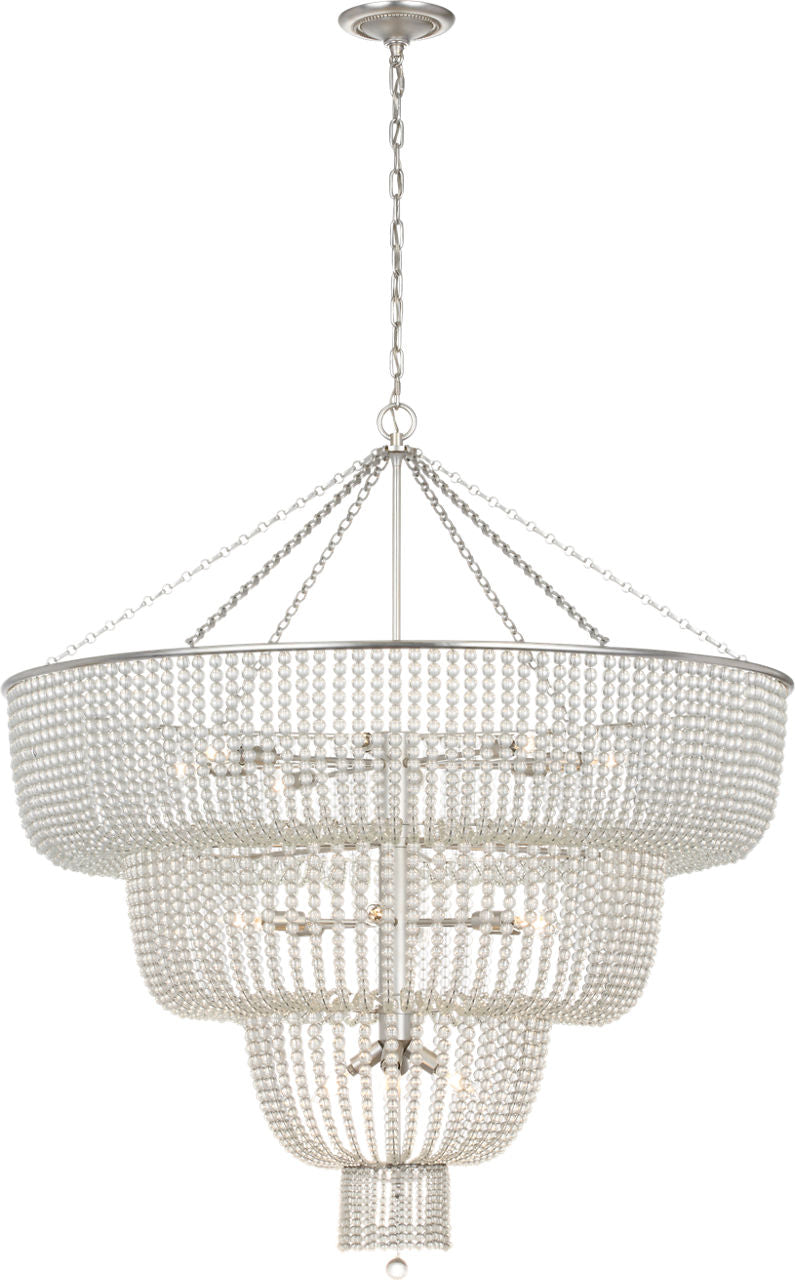 Jacqueline 46" Basket Chandelier | Burnished Silver Leaf | Clear Glass