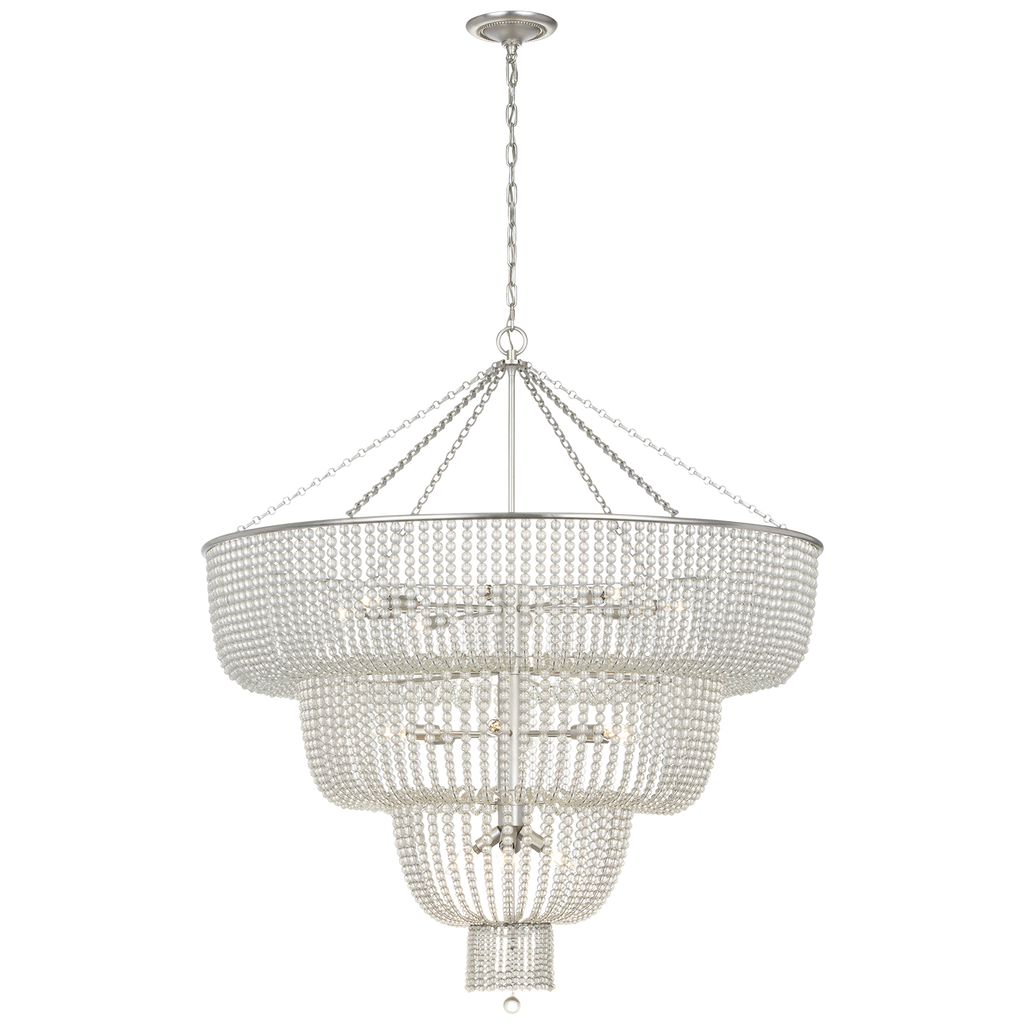 Jacqueline 46" Basket Chandelier | Burnished Silver Leaf | Clear Glass