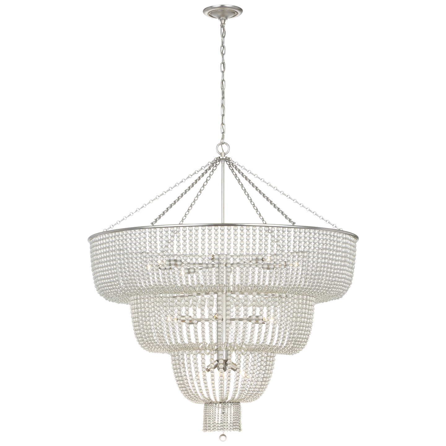 Jacqueline 46" Basket Chandelier | Burnished Silver Leaf | Clear Glass
