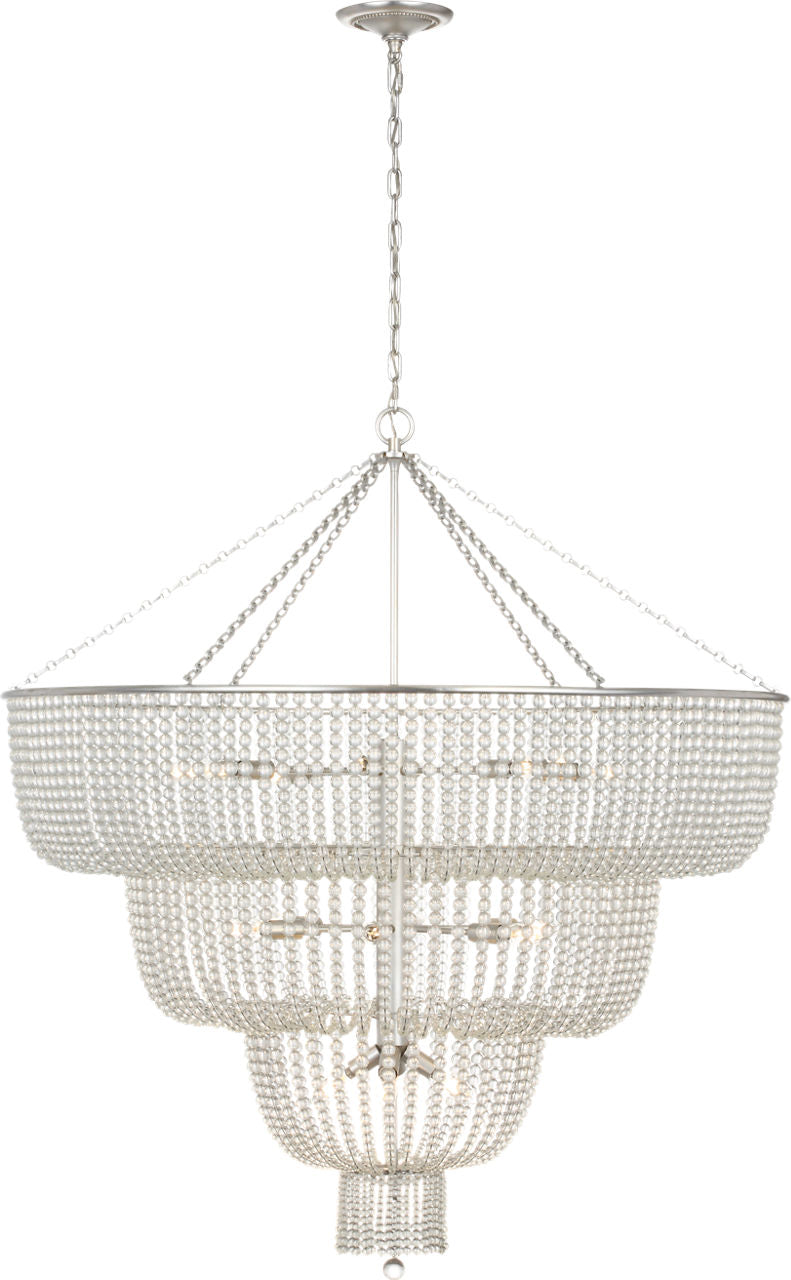Jacqueline 46" Basket Chandelier | Burnished Silver Leaf | Clear Glass