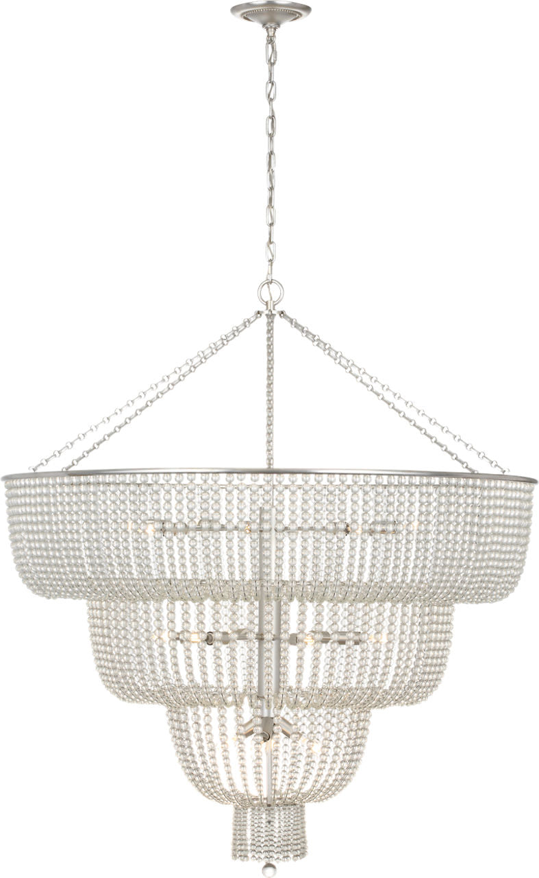 Jacqueline 46" Basket Chandelier | Burnished Silver Leaf | Clear Glass