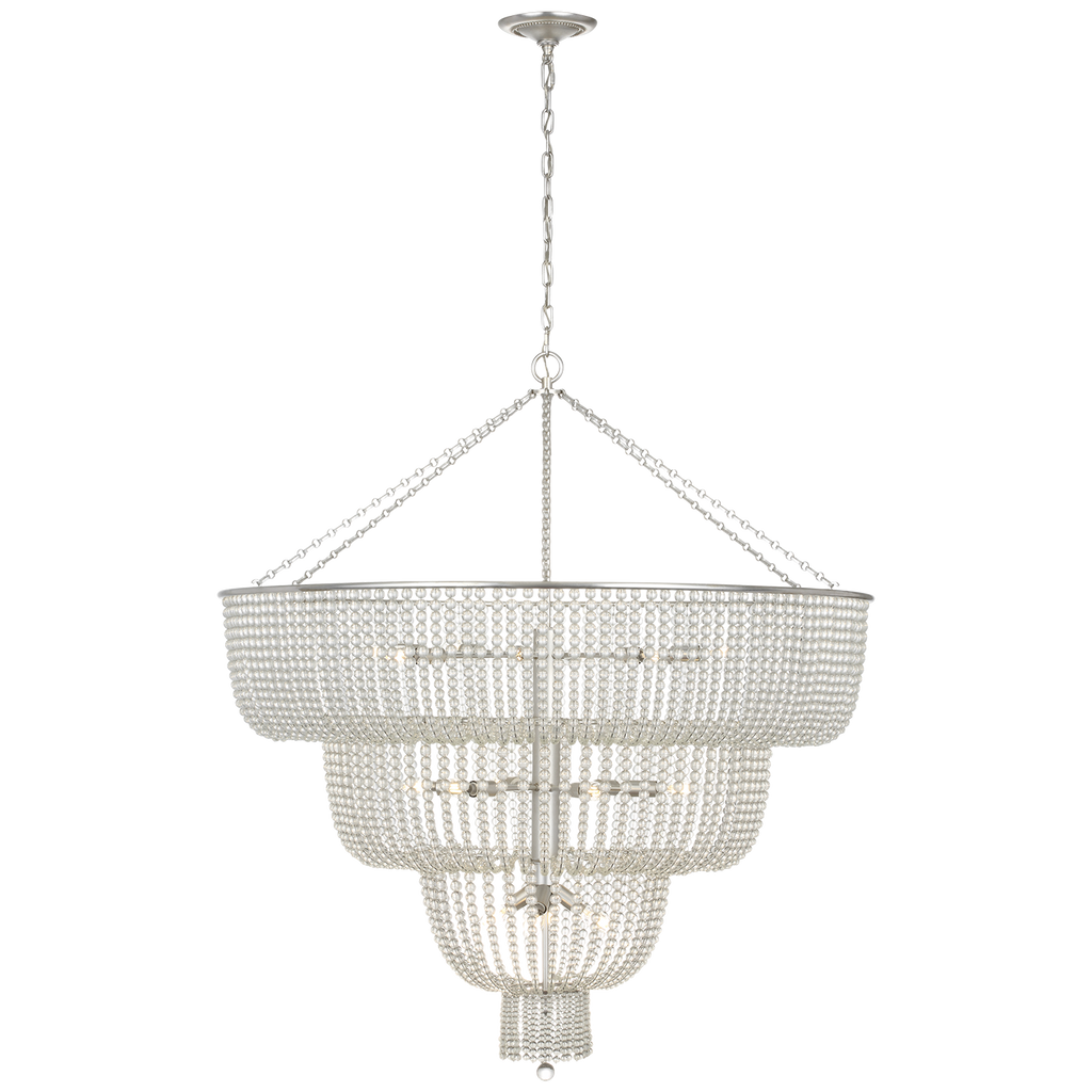 Jacqueline 46" Basket Chandelier | Burnished Silver Leaf | Clear Glass