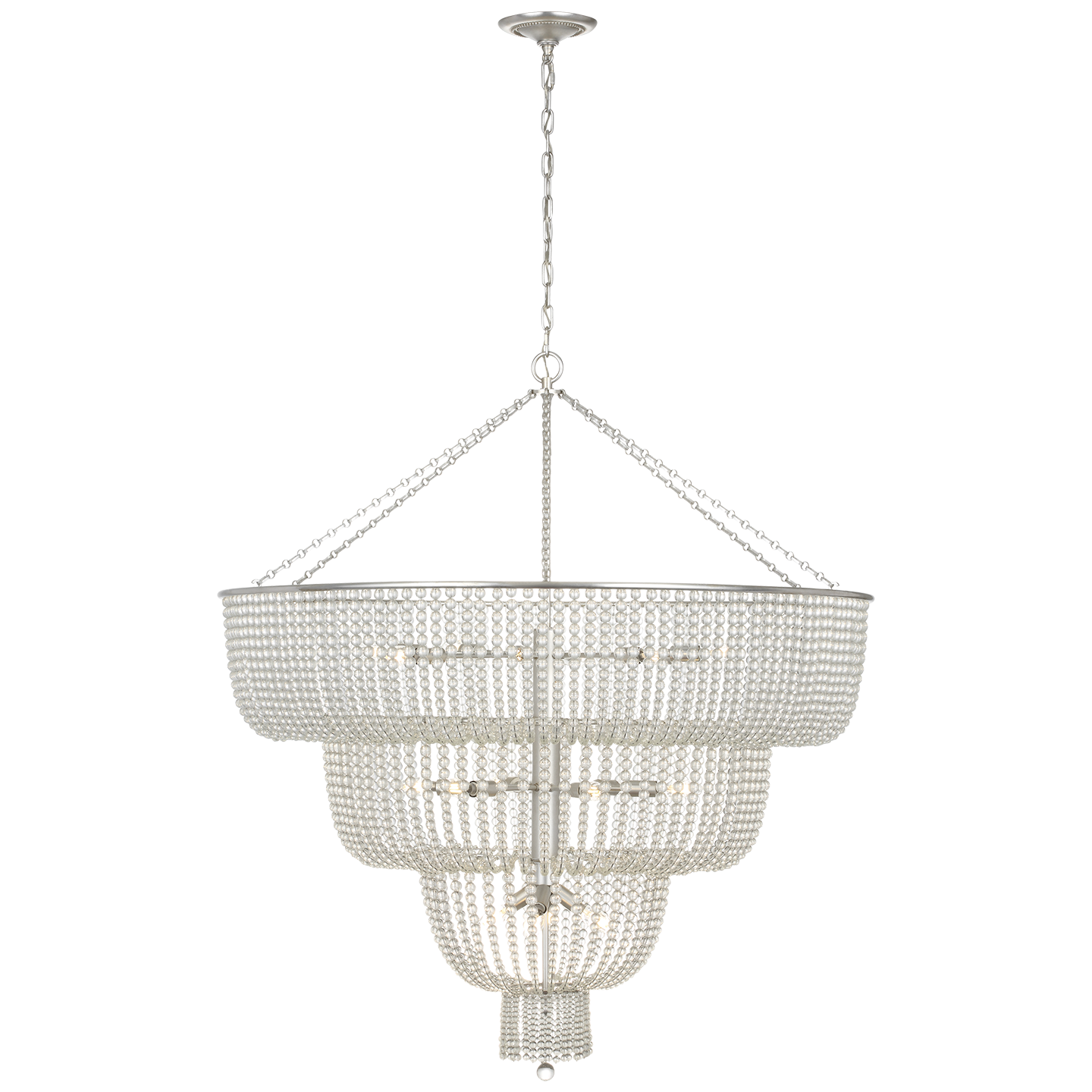 Jacqueline 46" Basket Chandelier | Burnished Silver Leaf | Clear Glass