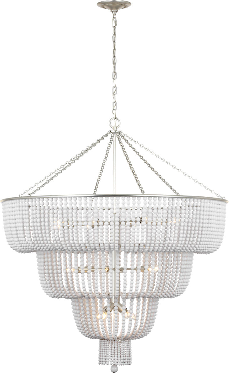 Jacqueline 46" Basket Chandelier | Burnished Silver Leaf | White Acrylic