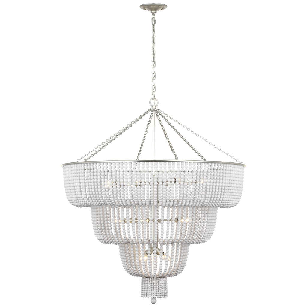 Jacqueline 46" Basket Chandelier | Burnished Silver Leaf | White Acrylic