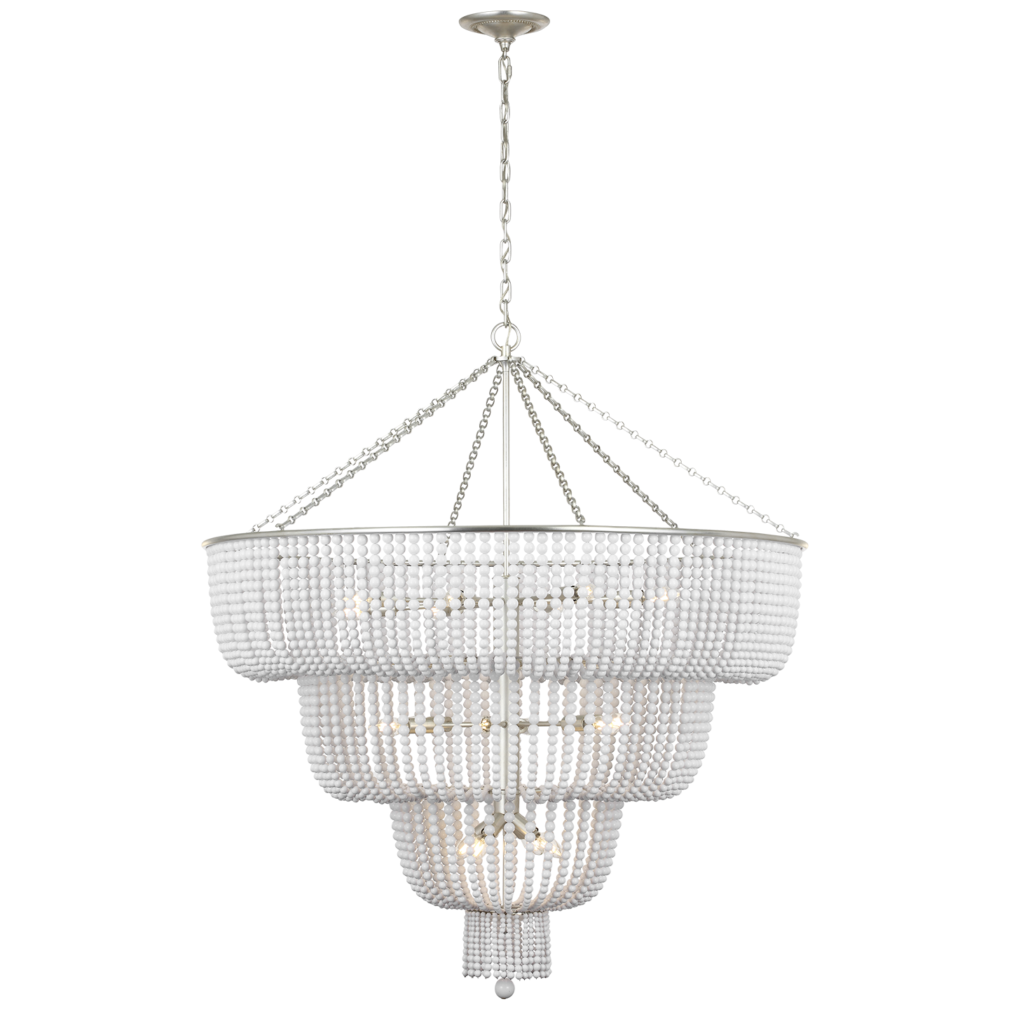 Jacqueline 46" Basket Chandelier | Burnished Silver Leaf | White Acrylic
