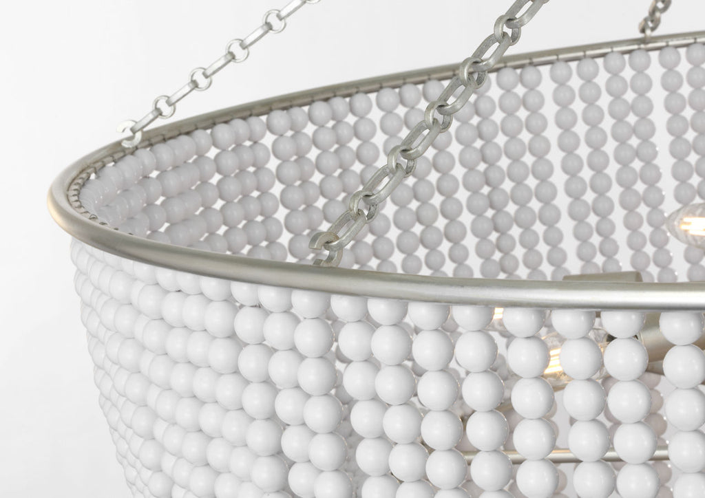 Jacqueline 46" Basket Chandelier | Burnished Silver Leaf | White Acrylic