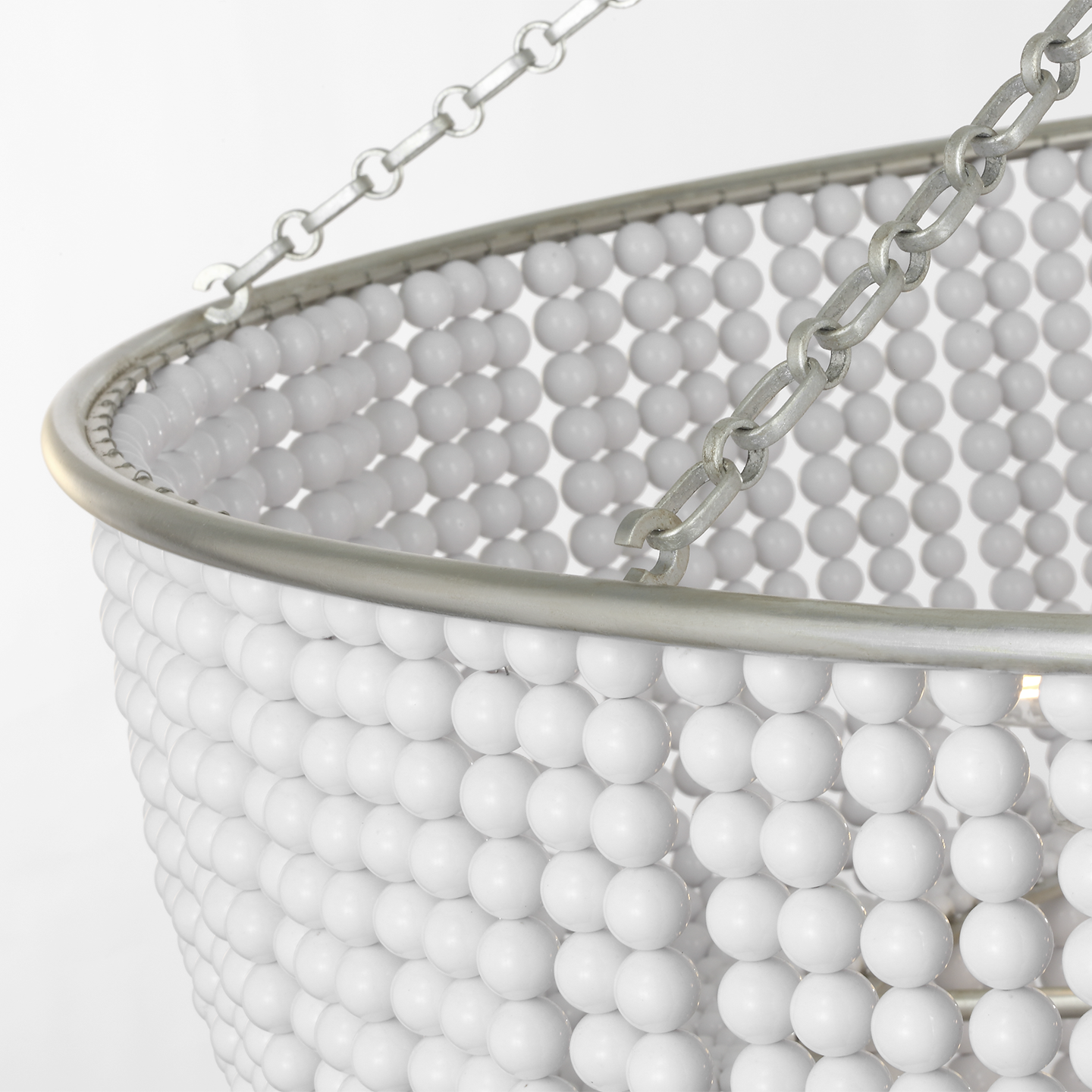 Jacqueline 46" Basket Chandelier | Burnished Silver Leaf | White Acrylic