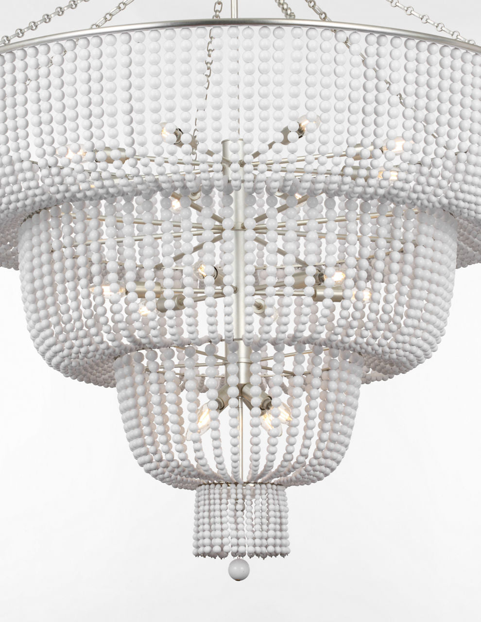 Jacqueline 46" Basket Chandelier | Burnished Silver Leaf | White Acrylic
